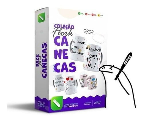 Pack Artes Caneca Bento Flork 110 Arquivos Cdr E Png + Bônus