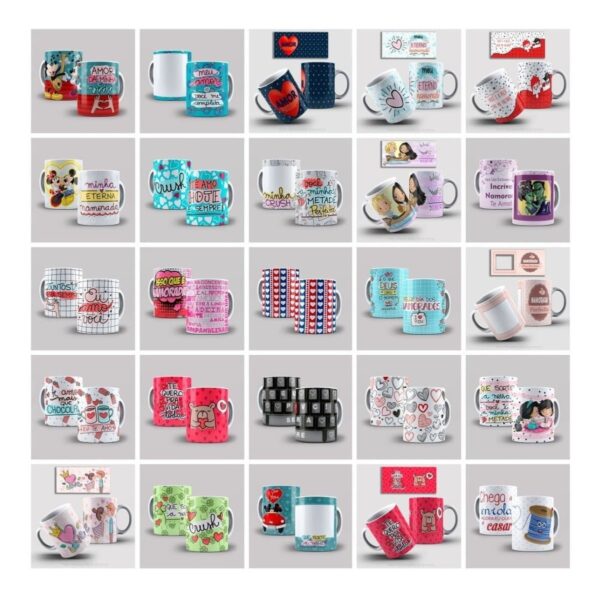 Pack Artes Caneca Dia Dos Namorados +500 Arquivos Sublimação