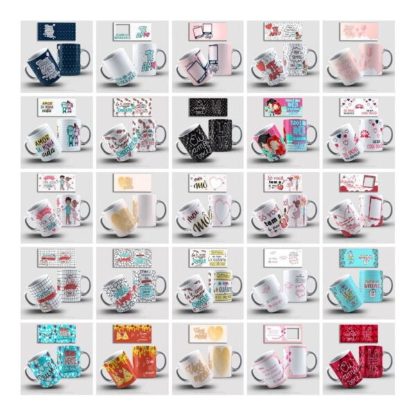 Pack Artes Caneca Dia Dos Namorados +500 Arquivos Sublimação