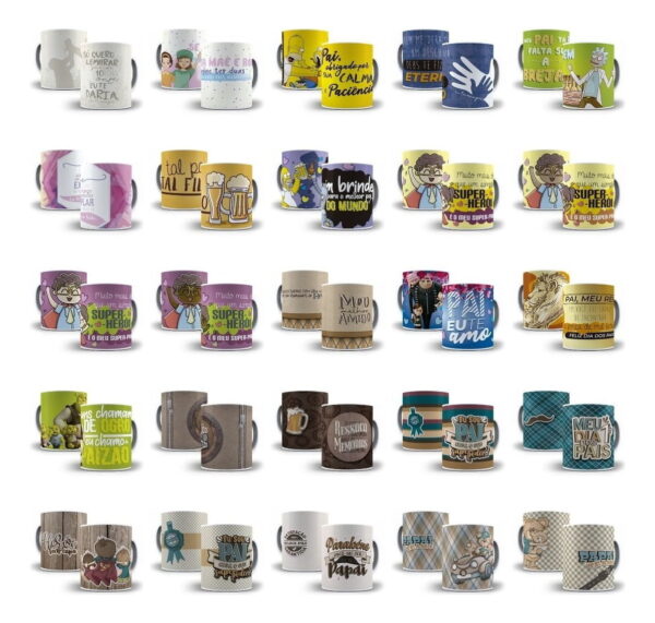 Pack Artes Caneca Dia Dos Pais Pacote Sublimação Arquivos