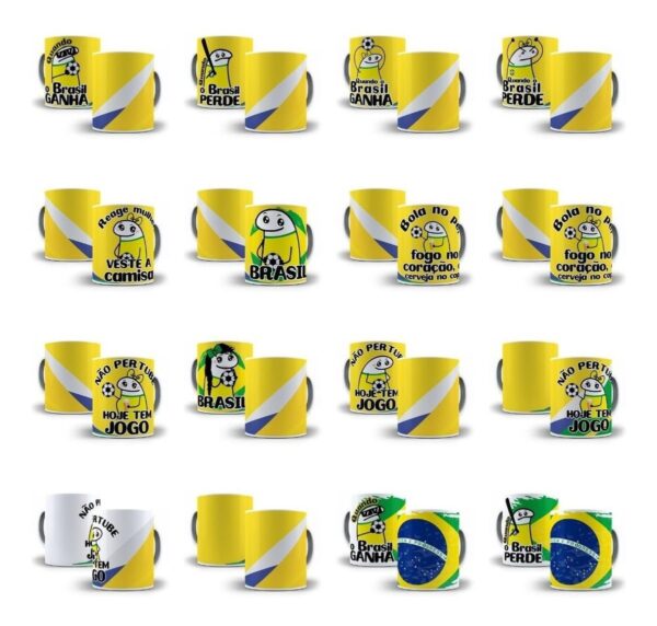 Pack Artes Caneca Flork Torcedor Brasil Copa Mundo 2022 Png