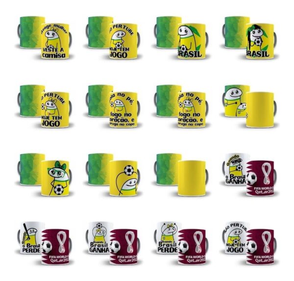 Pack Artes Caneca Flork Torcedor Brasil Copa Mundo 2022 Png