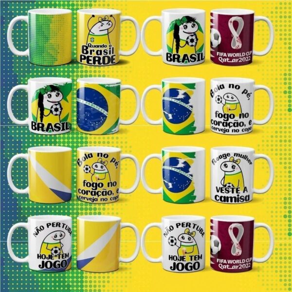 Pack Artes Caneca Flork Torcedor Brasil Copa Mundo 2022 Png