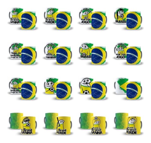 Pack Artes Caneca Flork Torcedor Brasil Copa Mundo 2022 Png