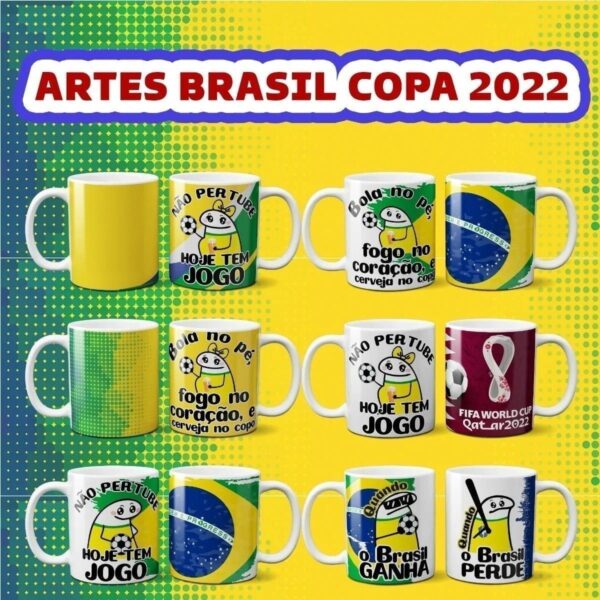 Pack Artes Caneca Flork Torcedor Brasil Copa Mundo 2022 Png
