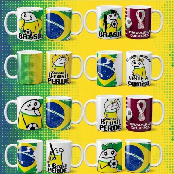 Pack Artes Caneca Flork Torcedor Brasil Copa Mundo 2022 Png