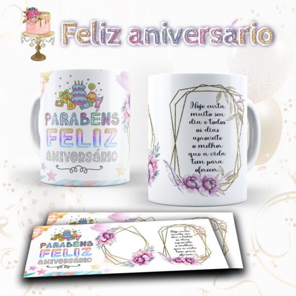 Pack Artes Canecas Aniversário Png e Corel