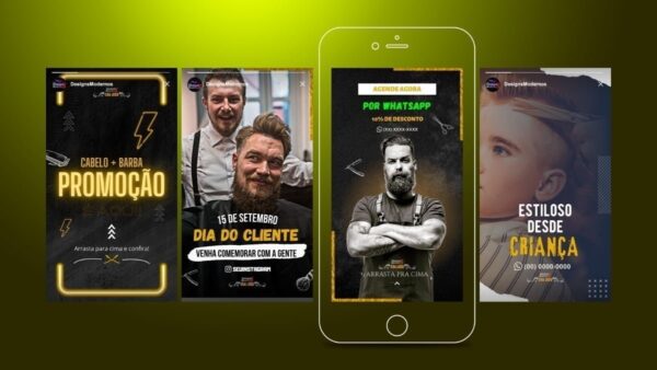 Pack Barbearia Psd E Canva 425 Artes + 15 Brindes
