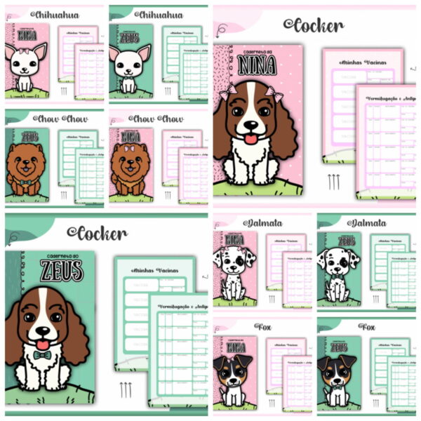 Pack Cadernetas Vacinas Pets Dogs -Arquivo Digital - Imagem 2
