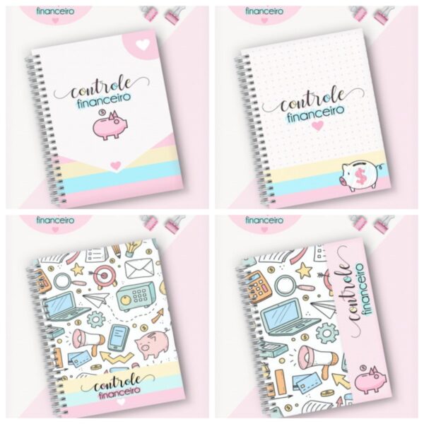 pack caderno controle financeiro feminino arquivo digital papel e scrapbook