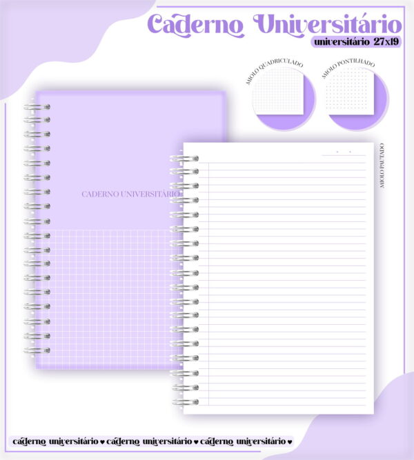 Pack Cadernos Universitários - Arquivos Encadernação - Imagem 2