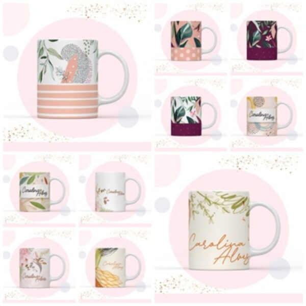 pack canecas florais arquivo digital personalizacao