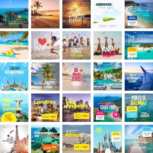 Pack Canva Agência Turismo Templates Editável 50 Artes