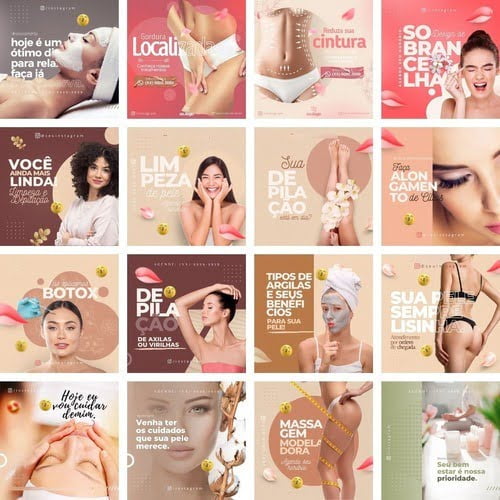 Pack Canva Estética Beleza Templates Editável 35 Artes