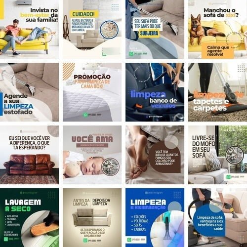 Pack Canva Higienização De Sofá Arquivos Editável 30 Artes
