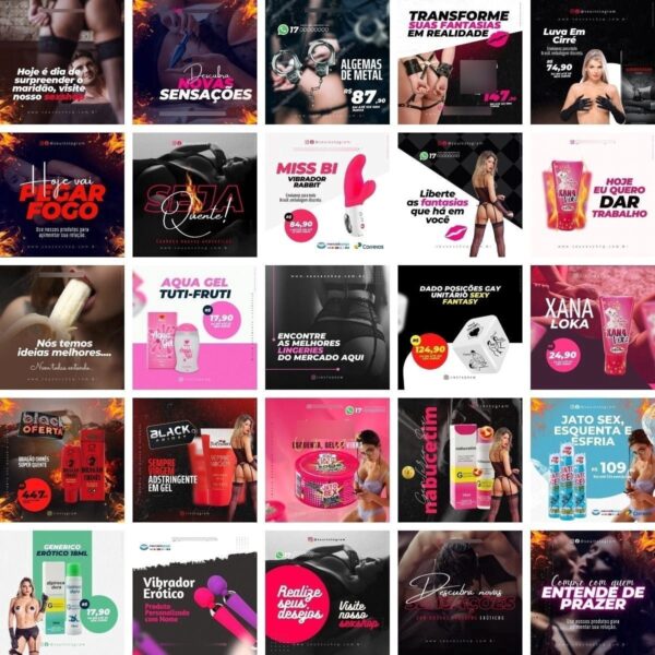 Pack Canva Sexshop Adulto +18 Templates Editável 50 Artes