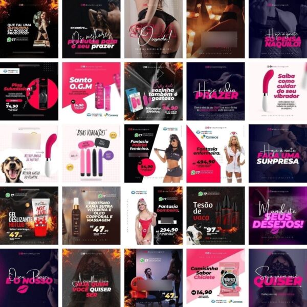 Pack Canva Sexshop Adulto +18 Templates Editável 50 Artes