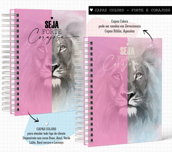 pack de capas forte e corajosa colors arquivo digital papelaria personalizada