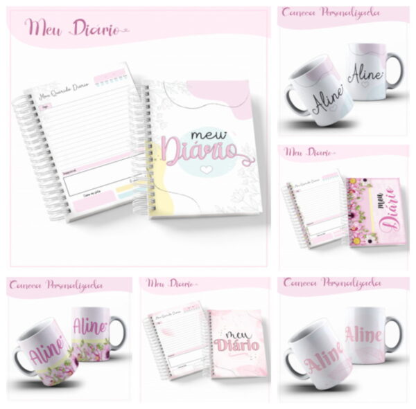 pack diario adulto feminino arquivo digital papelaria personalizada