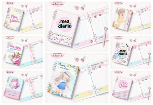 pack diario teen menina arquivo digital papel e cia