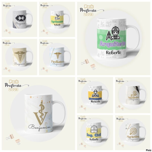 Pack Digital Agendas Profissões Masculinas + Canecas - Imagem 4