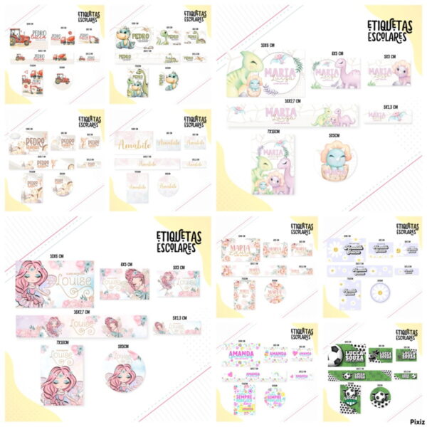 Pack Escolar Etiquetas - Arquivo Digital - Imagem 2