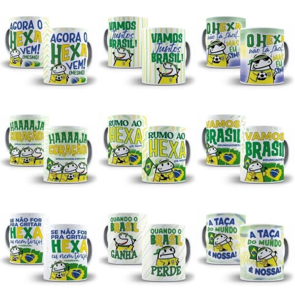 Pack Estampas Sublimação Caneca Flork Brasil Copa Qatar 2022