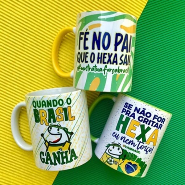 Pack Estampas Sublimação Caneca Flork Brasil Copa Qatar 2022