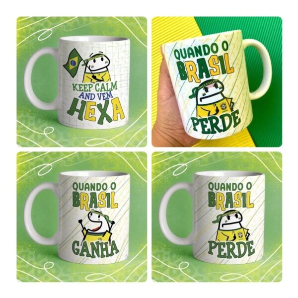 Pack Estampas Sublimação Caneca Flork Brasil Copa Qatar 2022
