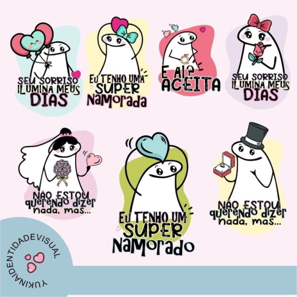 Pack Flork Dia Dos Namorados Frases Neutro E Confeiteiro Png
