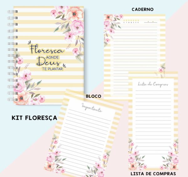 pack kit floresca arquivo digital papelaria digital