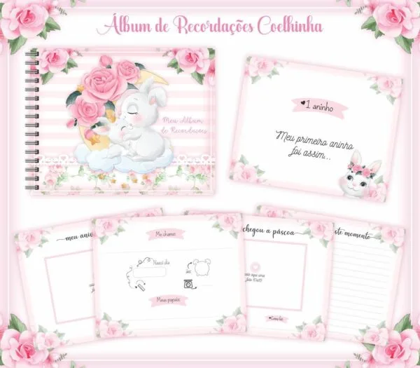 pack livros recordacoes bebe arquivo digital papel e scrapbook