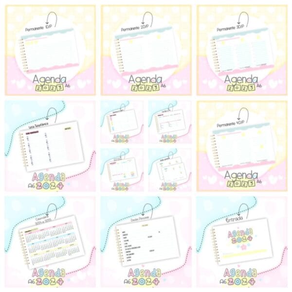 Pack Mini Agenda A6 2024 - Arquivo Digital