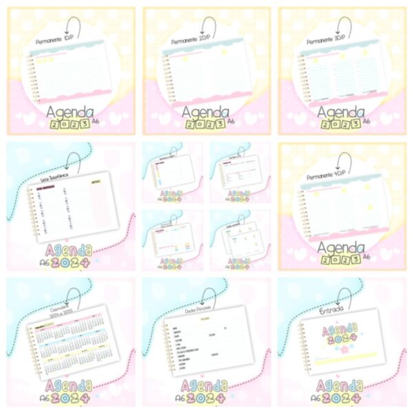 Pack Mini Agenda A6 2024 - Arquivo Digital - Imagem 2