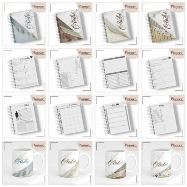 pack planners masculinos arquivo digital papel e cia