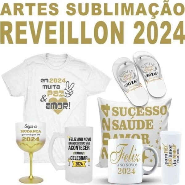 pacote artes reveillon 2024 sublimacao png e corel arte camiseta feliz 2024