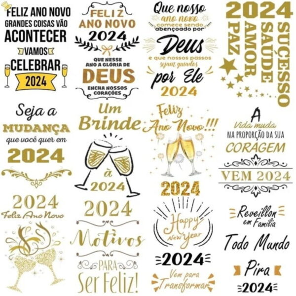 Pacote Artes Réveillon 2024 Sublimação - Png e Corel - Imagem 2