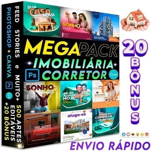 Pacote De 424 Artes Editáveis Para Imobiliária + 15 Brindes