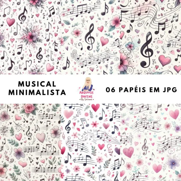 Papéis Digitais Musical Minimalista - Jpeg 8 Papéis Digitais Musical Minimalista - Jpeg