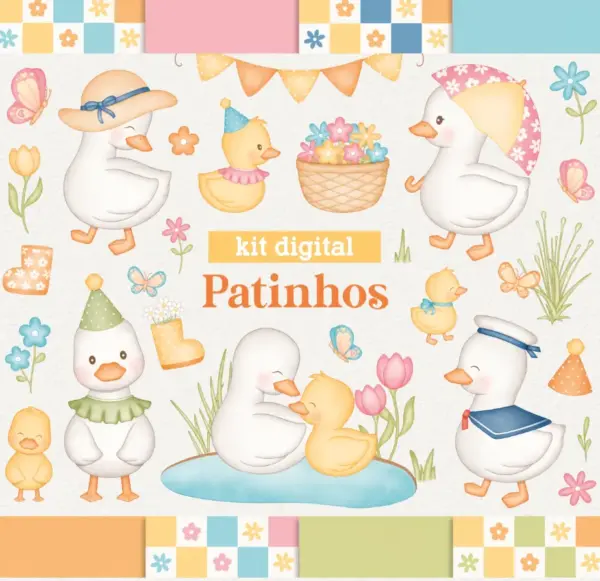 Patinhos Aquarela Arquivos Digitais Png Kit Para Sublimacao 10