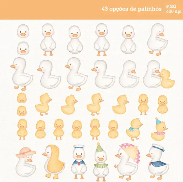 Patinhos Aquarela Arquivos Digitais Png Kit Para Sublimacao 7