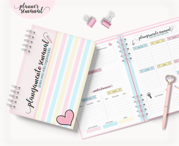 planejamento semanal permanente arquivo digital papelaria