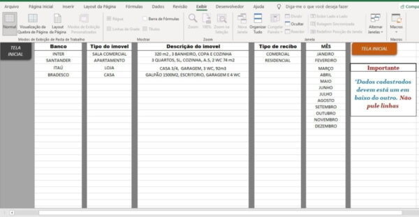 Planilha Controle De Imóveis + Recibo De Aluguel Em Excel