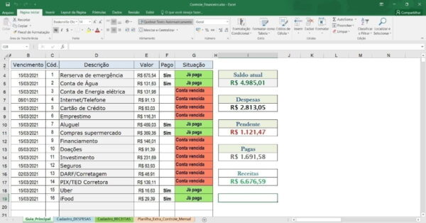 Planilha Controle Financeiro Mensal Receitas E Despesas