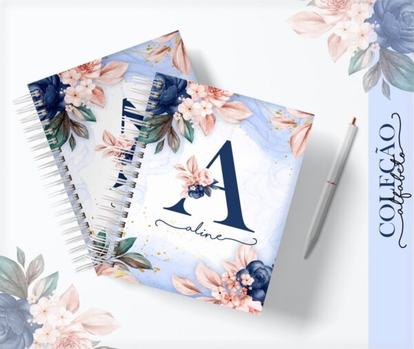 planner alfabeto azul arquivo digital papel e scrapbook