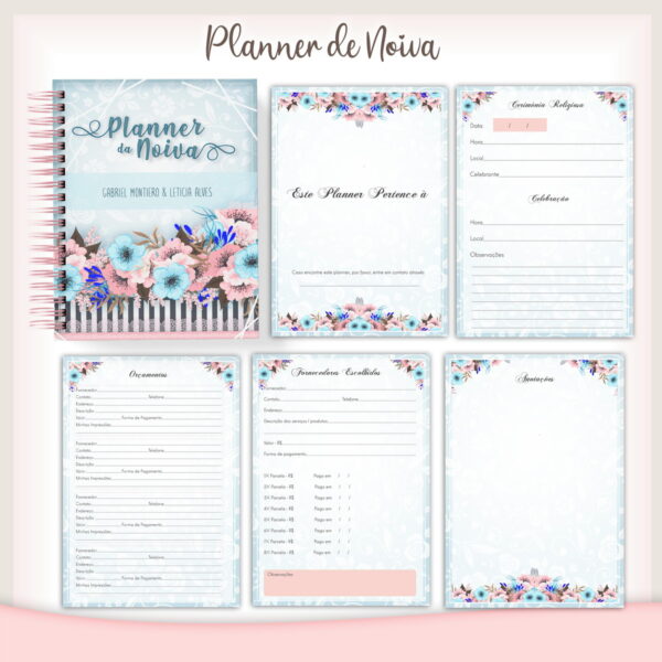 Planner da Noiva Floral Azul - Arquivo Digital - Imagem 3