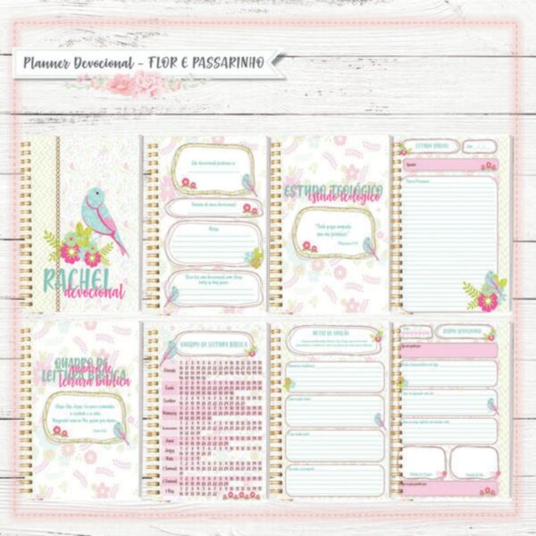 planner devocional flor e passarinho planners