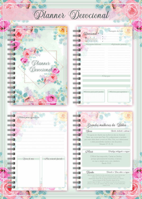 Planner Devocional Rosa + Arte para Caneca - Arquivo Digital