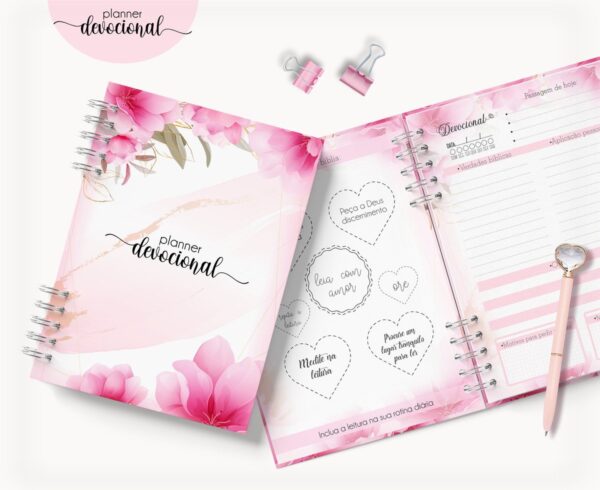 planner devocional rosas arquivo digital papel e cia