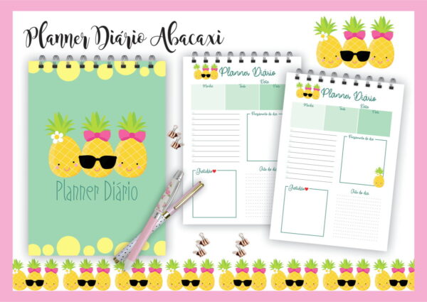 planner diario abacaxi arquivo digital informacoes